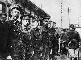 English Prisoners at a Train Station to Be Taken Back to Germany During World War I Photographic Print by Robert Hunt