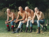 Four Skinheads Sit on a Bench in a Wilmslow Park. Photograph by Shirley Baker Photographic Print by Shirley Baker