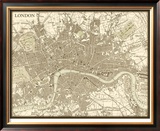 Sepia Map of London Lámina enmarcada de edición limitada por Vision Studio
