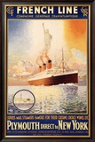 French Line, Plymouth to New York Framed Giclee Print by Rodmell 