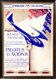 Pilotes d'Avions Framed Giclee Print by Chassaing 