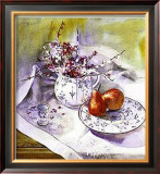 Pears and Pussy Willows Print by Mary Whyte