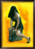 Pin-Up Girl: Suitcase Framed Giclee Print by Richie Fahey