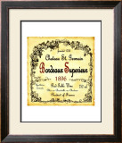 Bordeaux Wine Label Framed Giclee Print