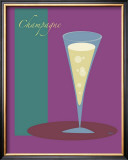 Champagne Flute in Purple Framed Giclee Print by ATOM 