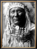 Nez Perc Head Dress Framed Giclee Print by Edward S. Curtis