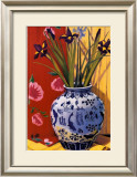 Irises in an Oriental Vase I Print by Curtis Kelly