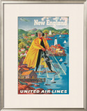 United Airlines, New England Framed Giclee Print by Joseph Feher