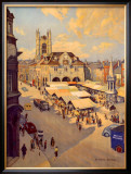 Peterborough market place Framed Giclee Print by Bertram Prance