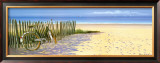 Beach Landscape with Fence and Bicycle Poster by Henri Deuil