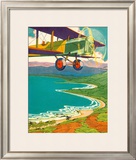 Biplane Over the Coastline Framed Giclee Print by Lucille Webster Holling