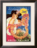 Hawaii via United Airlines Framed Giclee Print by Feher 