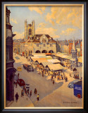 Peterborough market place Framed Giclee Print by Bertram Prance