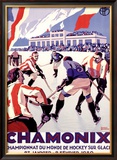 Chamonix, Hockey Framed Giclee Print by Roger Broders