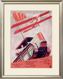 Russian Industrial, Tractor and Biplane Framed Giclee Print