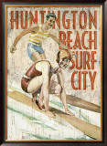 Huntington Beach, Surf City Framed Giclee Print