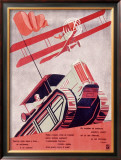 Russian Industrial, Tractor and Biplane Framed Giclee Print