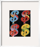 Four Dollar Signs, c.1982 (blue, red, orange, yellow) Poster by Andy Warhol