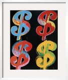 Four Dollar Signs, c.1982 (blue, red, orange, yellow) Art by Andy Warhol