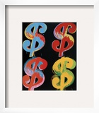 Four Dollar Signs, c.1982 (blue, red, orange, yellow) Posters by Andy Warhol