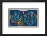 Air France: Celestial Map with Constellations and Zodiac, c.1950 Póster por Lucien Boucher