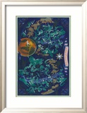 Air France: Celestial Map with Constellations and Zodiac, c.1950 Innrammet Giclee-trykk av Lucien Boucher