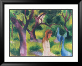 Girl with Blue Birds Affiches par Auguste Macke