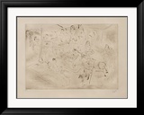 133 - L'enfant prodigue chez les filles Reproduction encadrée édition limitée par Jules Pascin
