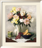 Peach Peonies and Irises Prints by Joe Anna Arnett