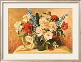 Pfingstrosen mit Rittersporn Prints by E. Kruger