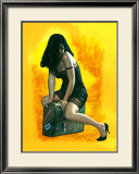 Pin-Up Girl: Suitcase Framed Giclee Print by Richie Fahey