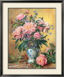 Vase of Peonies and Canterbury Bells Posters by Albert Williams