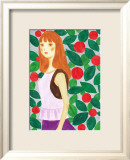 Girl with a Long Hair Surrounded by Flowers Poster by Hiromi Taguchi