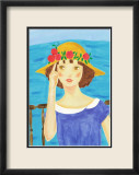 Girl with a Straw Hat Who Stands by the Sea Affiches par Hiromi Taguchi