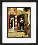 Patio holandés de una casa en Delft Lámina giclée enmarcada por Pieter de Hooch