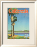 Santa Fe Railroad: California, Pacific Coastline and Spanish Mission Plakat av Oscar M. Bryn
