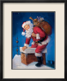 Santa in Chimney Poster von Susan Comish