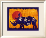 Woodblock Rhino Plakater av Benjamin Bay