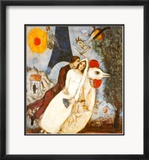 Les Fiancees de la Tour Eiffel Posters par Marc Chagall