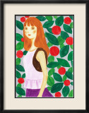 Girl with a Long Hair Surrounded by Flowers Poster par Hiromi Taguchi
