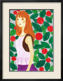 Girl with a Long Hair Surrounded by Flowers Affiches par Hiromi Taguchi