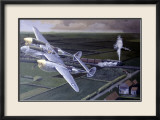 WWII, Lockheed P38 Lightning Estampe encadrée par Paul Wollman