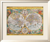 Antique Map, Orbis Terrarum, 1636 Poster av Jean Boisseau Antique Map, Orbis Terrarum, 1636 Poster av Jean Boisseau