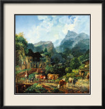 Morning in a Tirolese Village Affiches par Johann Heinrich Bürkel