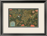 Air France: Flight Routes And Illustrated World Map, c.1948 Innrammet Giclee-trykk av Lucien Boucher