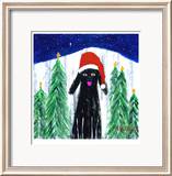 Santa Dog Lámina enmarcada de edición limitada por Ken Bailey