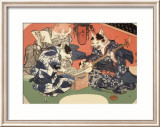 Singing Kimono Cats with Shamisen Prints by Daisuke Yamashina