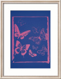 Vanishing Animals: Butterflies, c.1986 (Hot Pink on Blue) Print by Andy Warhol