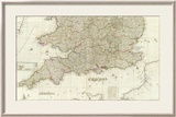 England and Wales (Southern section), c.1790 Framed Giclee Print by John Rocque
