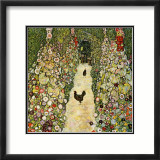 Garden Path with Chickens Estampe encadrée par Gustav Klimt